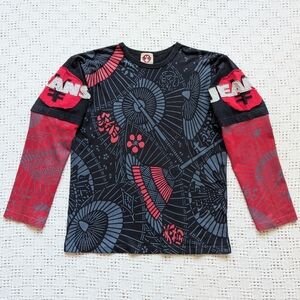 Rare Michiko Koshino Yen Jeans Japan Graphic Long Sleeve T Shirt Sweatshirt Sz S